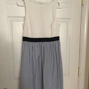 Loft white blue striped dress